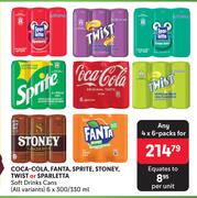 Coca Cola, Fanta, Sprite, Stoney Twist Or Sparletta Soft Drinks Cans-Any 4 x 6 x 300/330ml