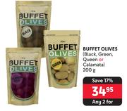 Buffet Olives Black, Green, Queen Or Calamata-For Any 2 x 200g