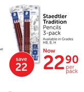 Staedtler Tradition Pencils 3-Pack-Per Pack