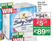 Baby Soft Toilet Tissue Rolls 2 Ply-18s Per Pack