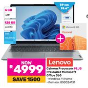 Lenovo Celeron Processor Plus Pre Loaded Microsoft Office 365