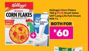  Kellogg's Corn Flakes 750g Plus Great Value UHT Long Life Full Cream Milk 1L-Both For