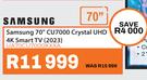 Samsung 70" CU7000 Crystal UHD 4K Smart TV UA70CU7000KXXA