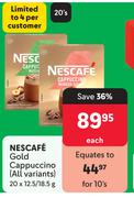 Nescafe Gold Cappuccino (All Variants)-20 x 12.5/18.5g