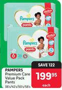 Pampers Premium Care Value Pack Pants 36's/42's/50's/58's-Each