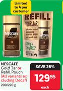 Nescafe Gold Jar Or Refill Pouch-200/220g Each