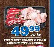 Fresh Beef Brisket & Fresh Chicken Pieces Combo-Per Kg
