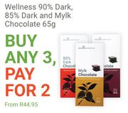 Wellness 90% Dark, 85% Dark & Mylk Chocolate 65g-Any 3