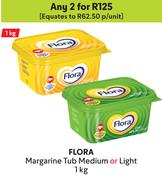 Flora Margarine Tub Medium Or Light-For Any 2 x 1 Kg
