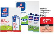Clover Long Life Milk Full Cream Or Low Fat-6 x 1L