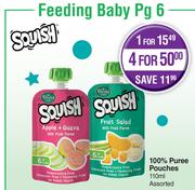 Squish 100% Puree Pouches Assorted-For 4 x 110ml