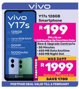 Vivo Y17s 128GB Smartphone-On 1.3GB Red Top Up Core More Data