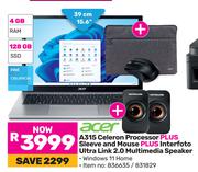 Acer A315 Celeron Processor Plus Sleeve And Mouse Plus Interfoto Ultra Link 2.0 Multimedia Speaker
