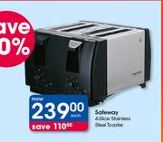 Safeway 4 Slice Stainless Steel Toaster-Each
