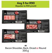 M Bacon Shoulder, Back, Diced Or Round-For Any 3 x 200g