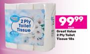 Great Value 2 Ply Toilet Tissue-18s Each