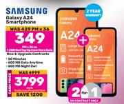 Samsung Galaxy A24 Smartphone-On 1.2GB Red Top Up Core More Data