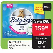 Baby Soft 2 Ply Toilet Tissue-24's