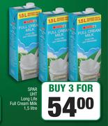 Spar UHT Long Life Full Cream Milk-For 3 x 1.5Ltr
