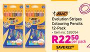 Bic Evolution Stripes Colouring Pencils 12 Pack-Per Pack