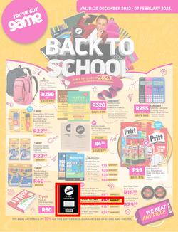 Game : Back To School (28 December - 07 February 2023), page 1