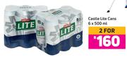Castle Lite Cans 6 x 500ml-For 2