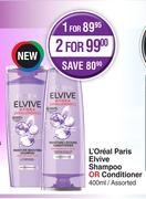 L'Oreal Paris Elvive Shampoo Or Conditioner-For 2 x 400ml 
