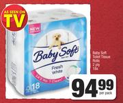 Baby Soft Toilet Tissue Rolls 2 Ply-18's Per Pack