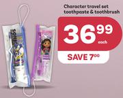 Character Travel Set Toothpaste & Toothbrush-Each