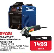 Ryobi 120A/650W Inverter Welder & Grinder Kit KIT-449