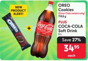 Oreo Cookies 119.6g + Coca Cola Soft Drink 2L-Each