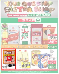 SPAR EASTERN CAPE : Your One Stop Easter Shop (23 March - 5 April 2021) Valid in Amahlathi, Bedford, Buffalo, Cala, Centane, Kwa-Fetting, Komga, Nemato, Patensie, page 1
