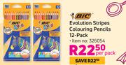 Bic Evolution Stripes Colouring Pencils 12 Pack-Per Pack