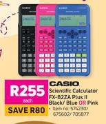 Casio Scientific Calculator FX-82ZA Plus II Black/Blue Or Pink-Each