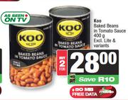 Koo Baked Beans In Tomato Sauce 400gm Excl. Lite & Variants-For 2