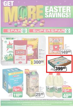 SPAR SUPERSPAR EASTERN CAPE : Get More Easter Savings (05 April - 18 April 2022) | Valid In Amahlathi, Bedford, Cala, Centane, Dagbreek, Hankey, Idutywa, Indwe, Komga, Lady Frere, Nemato, Patensie, page 1