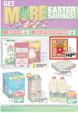 SPAR SUPERSPAR EASTERN CAPE : Get More Easter Savings (05 April - 18 April 2022) | Valid In Amahlathi, Bedford, Cala, Centane, Dagbreek, Hankey, Idutywa, Indwe, Komga, Lady Frere, Nemato, Patensie, page 1