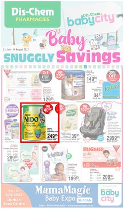 Dis-Chem : Baby Snuggly Savings (21 July - 14 August 2022), page 1