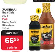 Jan Braai Braai Salt 240g Plus Basting Sauce(All Variants)750ml-For Both