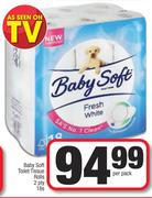 Baby Soft Toilet Tissue Rolls 2 Ply-18's Per Pack 