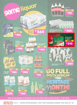 Game Liquor : Go Full South African This Heritage Month (22 September - 06 October 2025), page 1