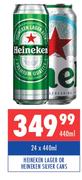 Heineken Lager Or Heineken Silver Cans-24 x 440ml
