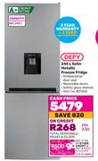 Defy 245L Satin Metallic Freezer Fridge