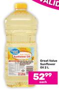 Great Value Sunflower Oil-2L Each