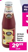 All Gold Tomato Sauce-700ml Each