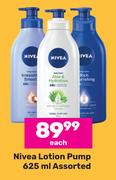 Nivea Lotion Pump Assorted-625ml Each