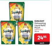 Sunlight Dishwashing Liquid Refill Pouch Lemon Only-750ml Each