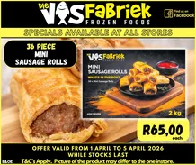 Die Visfabriek : Specials (01 April - 05 April 2026)