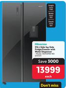 Hisense 514Ltr Side-By-Side Fridge/Freezer With Water Dispenser H670SMIB-WD