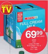 Spar UHT Long Life Milk Full Cream, 2% Or Fat Free-6 x 1Ltr Per Pack